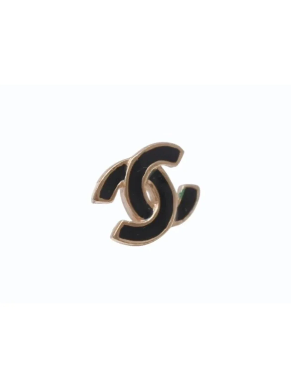 Chanel CC Logo Earrings 02 Black Gold Frame